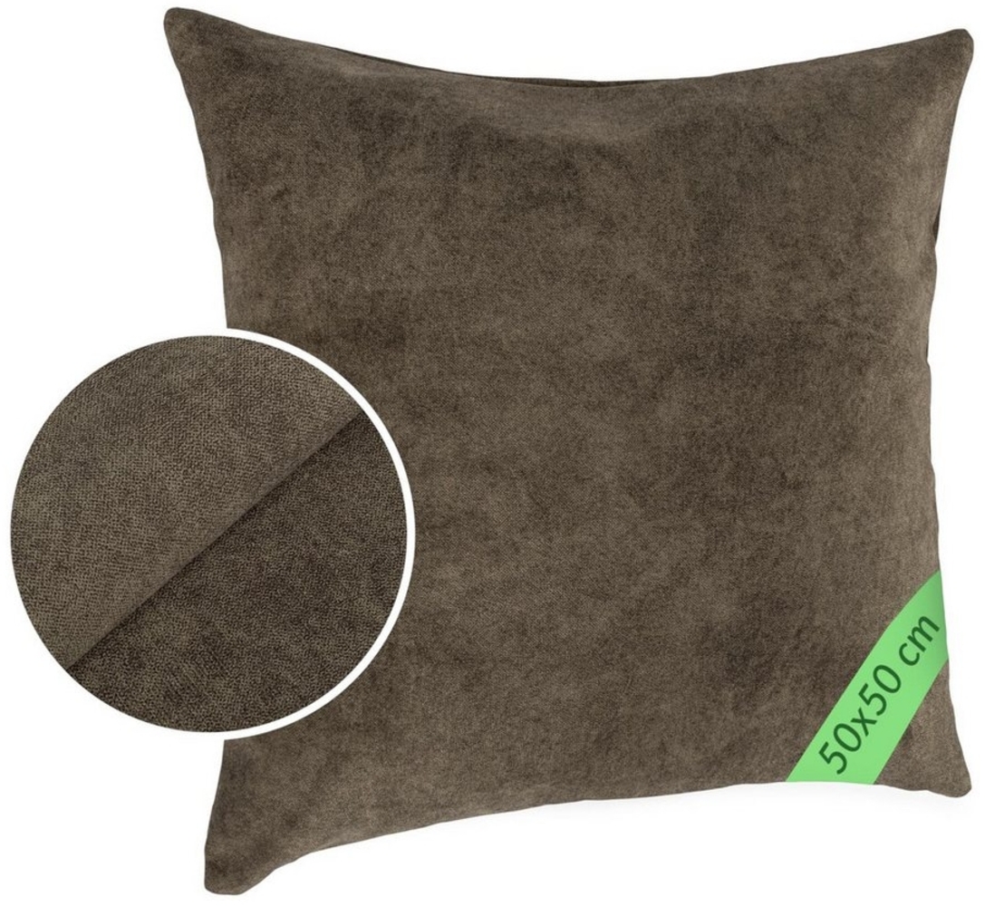 Kisska Dekokissen Kissenhülle MAGIC atmungsaktiv Velour Zierkissen Ambiente Dekorieren, Kissenüberzug ohne Füllung Meliert-Optik 50x30cm Einfarbig Hellbraun Bild 1