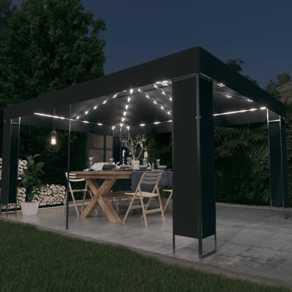 Pavillon mit LED-Lichterkette Anthrazit 3x4 m Bild 1