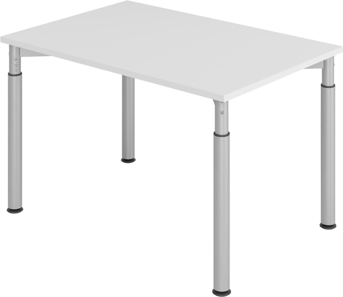 bümö höhenverstellbarer Schreibtisch 120x80 cm in grau, Gestell silber - PC Tisch höhenverstellbar & klein, höhenverstellbarer Tisch Büro, kleiner Computertisch verstellbar, Y-Serie, YS-12-5-S Bild 1