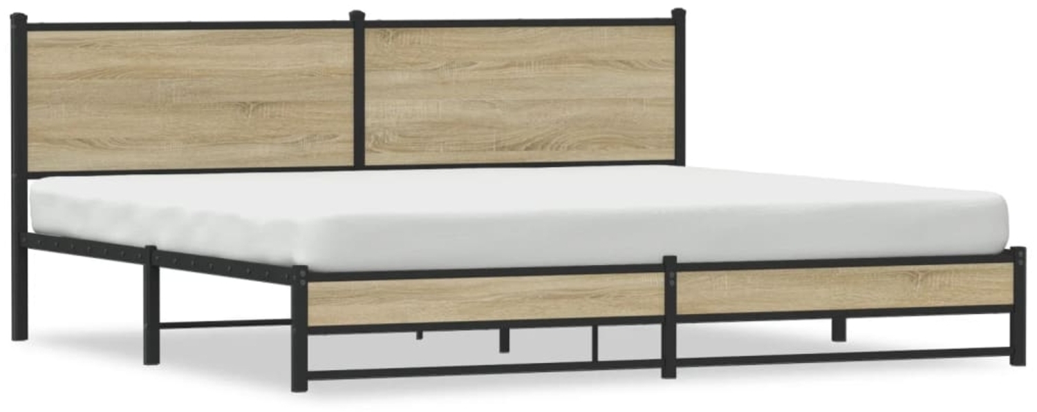 vidaXL Metallbett ohne Matratze Sonoma-Eiche 200x200 cm 3301398 Bild 1