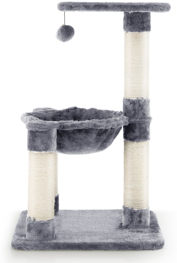 Mehrstöckiger Kratzbaum Weich Umwickelter Katzenbaum mit Gemütlicher Hängematte Grau Bild 1