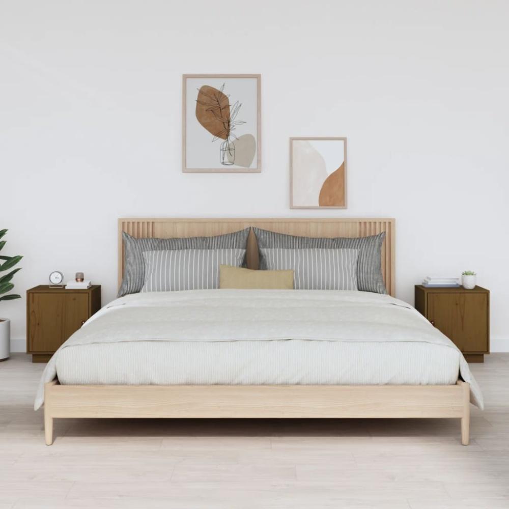 vidaXL Nachttische 2 Stk. Honigbraun 40x34x45 cm Massivholz Kiefer 818282 Bild 1
