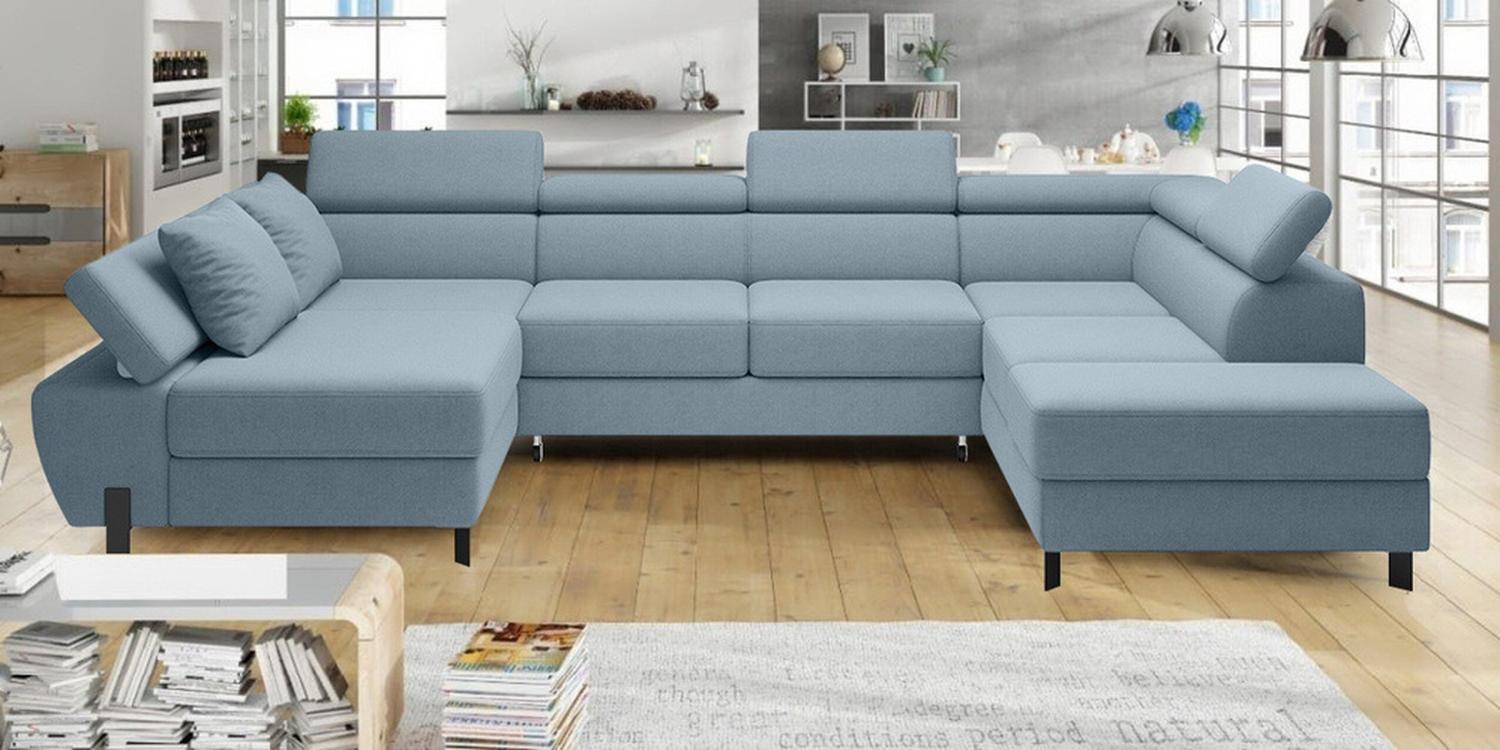 Stylefy Molinardi XL Wohnlandschaft Strukturstoff Pastellblau Rechts Bild 1