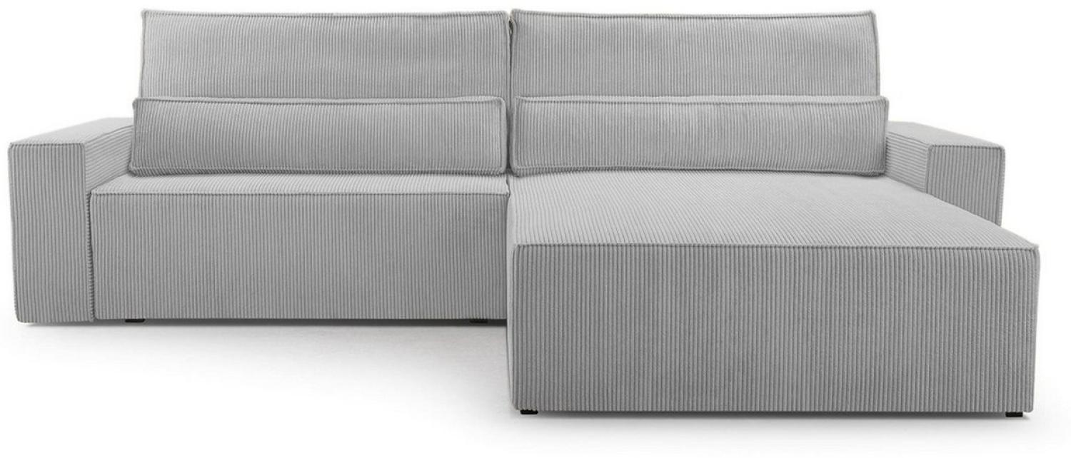 MOEBLO Ecksofa aus Cord DENVER L, Ottomane beidseitig montierbar Couch Cord für Wohnzimmer Schlafsofa Sofagarnitur Sofa Eckcouch L-Form Cordstoff - 290x85x200cm, mit Schlaffunktion und Bettkasten Bild 1