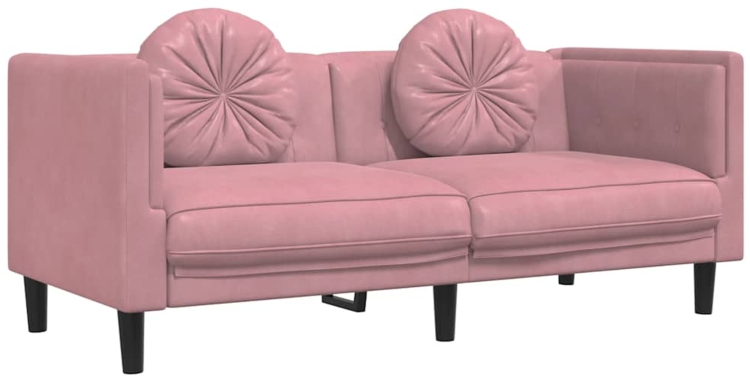 vidaXL Sofa mit Kissen 2-Sitzer Rosa Samt 372635 Bild 1