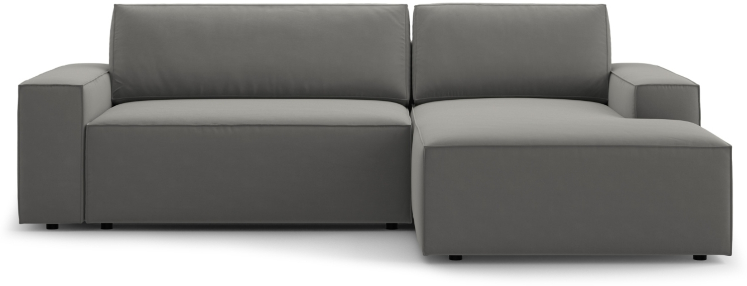 Micadoni Schlaf-Ecksofa Jodie 3-Sitzer Rechts Samtstoff Hellgrau Bild 1