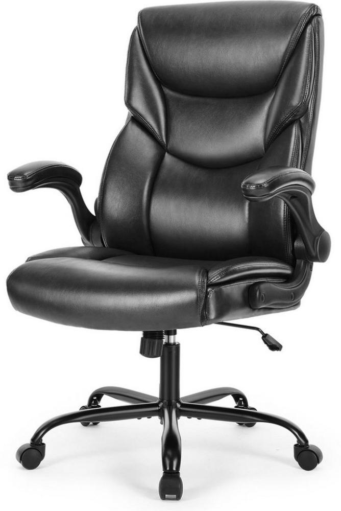 Refined Living Chefsessel Bürostuhl mit gepolsterten Klappbare Armlehnen Höhenverstellbar 120kg (360° leise Rollen Neigbar Drehstuhl Ergonomie Modern PU-Leder), Computerstuhl Gaming-Stuhl Müdigkeit lindern, Büro, Studium, Bild 1