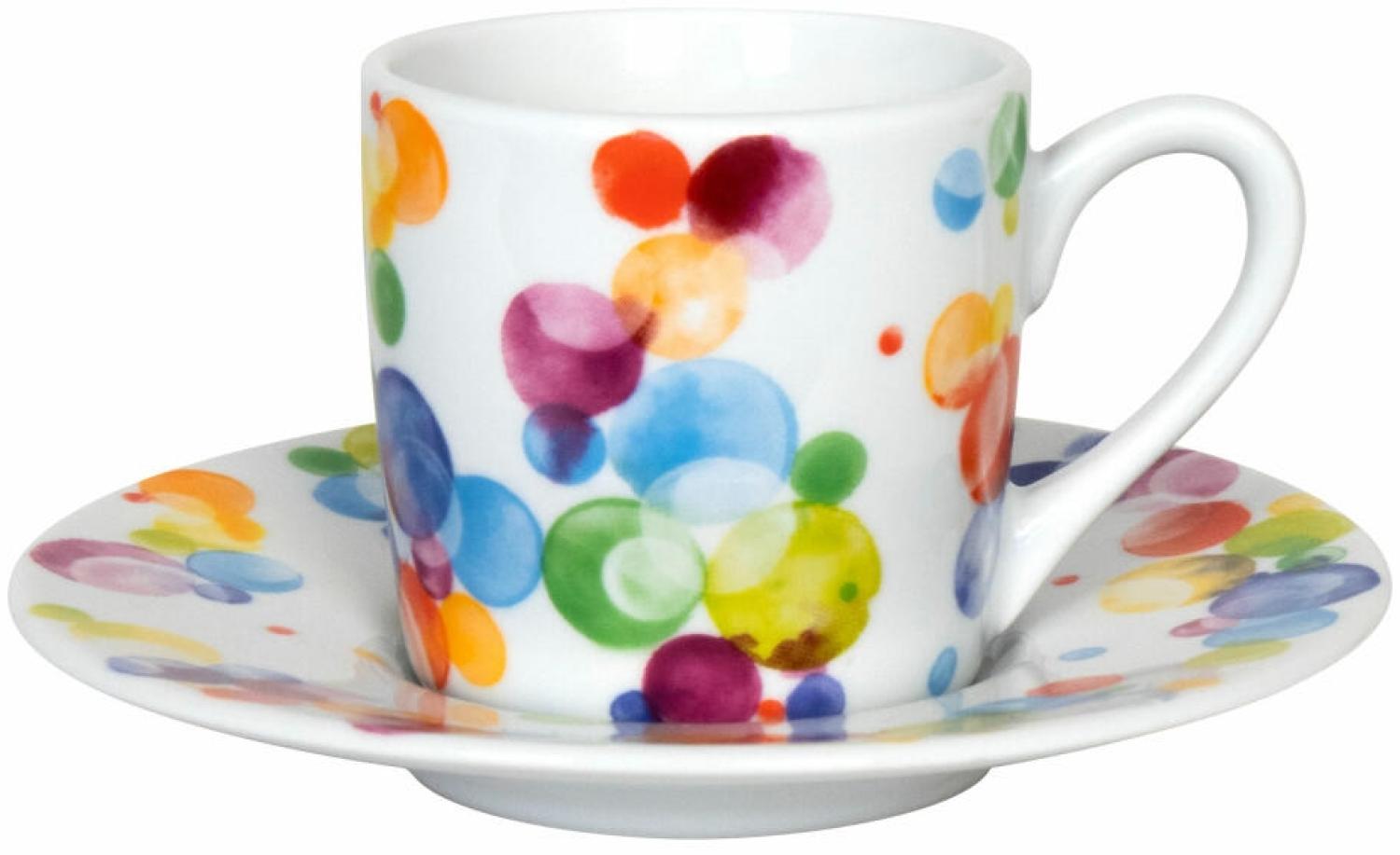 Könitz Espresso Tasse Colourful Cast Bubbles, Espressotasse, Tasse mit Untertasse, Porzellan, Bunt, 85 ml, 11 5 053 2708 Bild 1