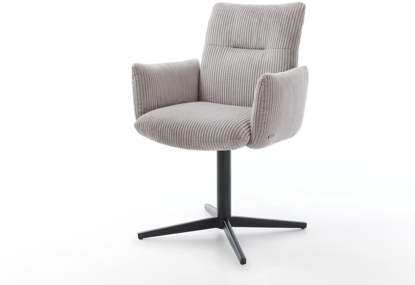 Drehstuhl Jova-Flex mit Armlehnen Cord Silbergrau Fußkreuz Schwarz 360° drehbar Taschenfederkern Bild 1