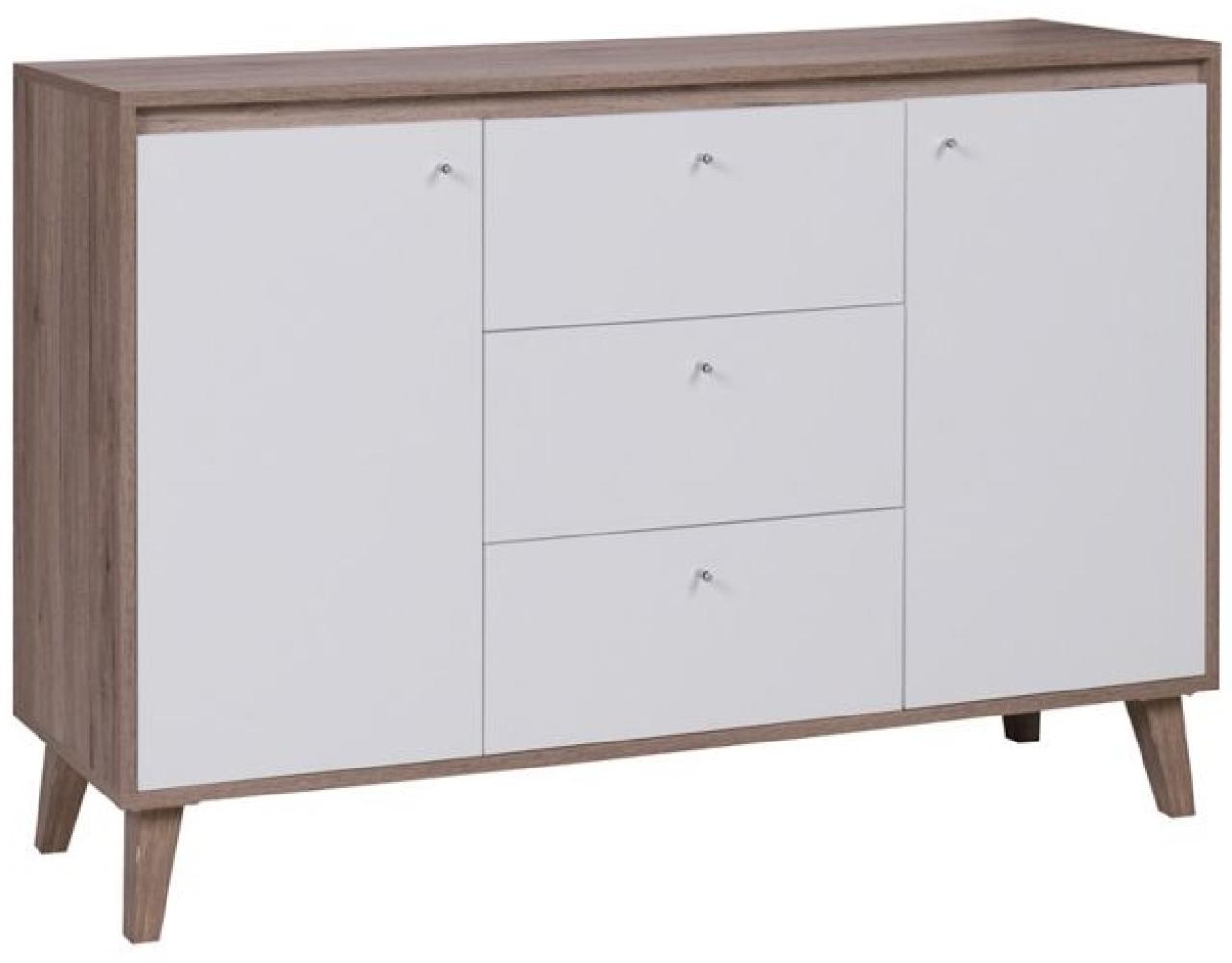 Kommode Sideboard Schrank KALMAR 135x90,5x40 cm in Sanremo / Weiss Bild 1