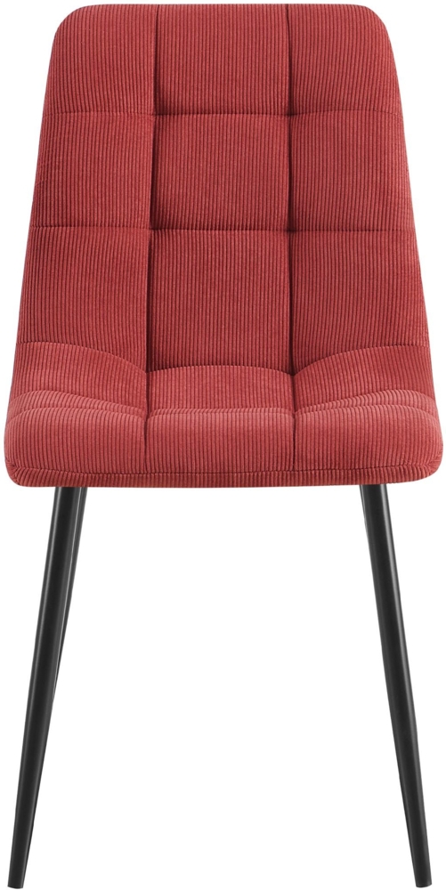 2er Set Esszimmerstuhl FANOR - Cord Bordeauxrot 45x55x84 cm | Essstühle Esszimmerstühle Küchenstühle Wohnzimmerstühle Bild 1