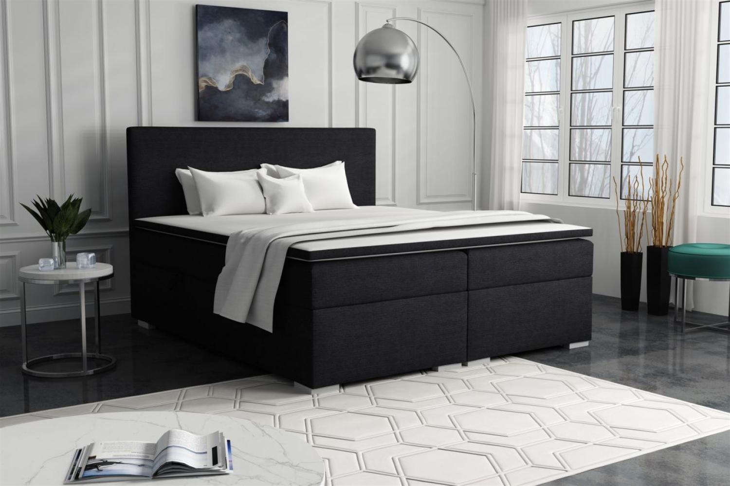 Boxspringbett Schlafzimmerbett SOREL 200x200cm Stoff Aragon Anthrazit Bild 1