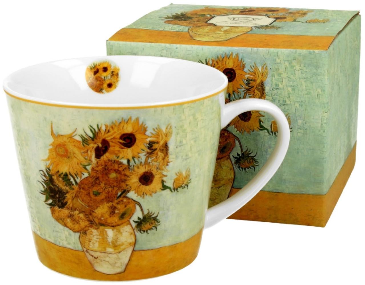 DUO ART GALLERY Becher 610 ml SUNFLOWERS New Bone China Porzellan Bild 1