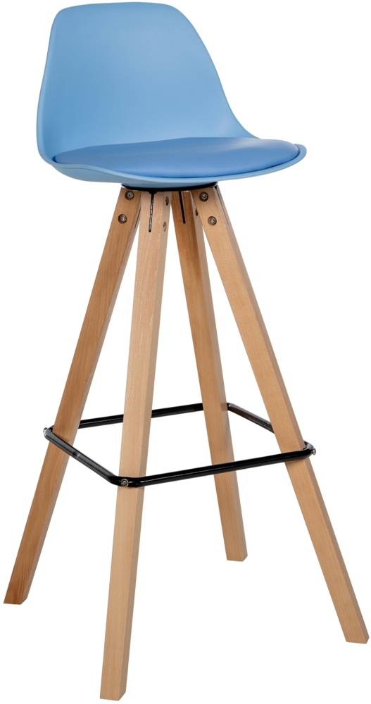 DELUKE® Barhocker PALMA - Blau, Kunstleder, Braun Barhocker mit Lehne Barstuhl Tresenhocker Tresenstuhl Kneipenhocker Kneipenstuhl Bild 1