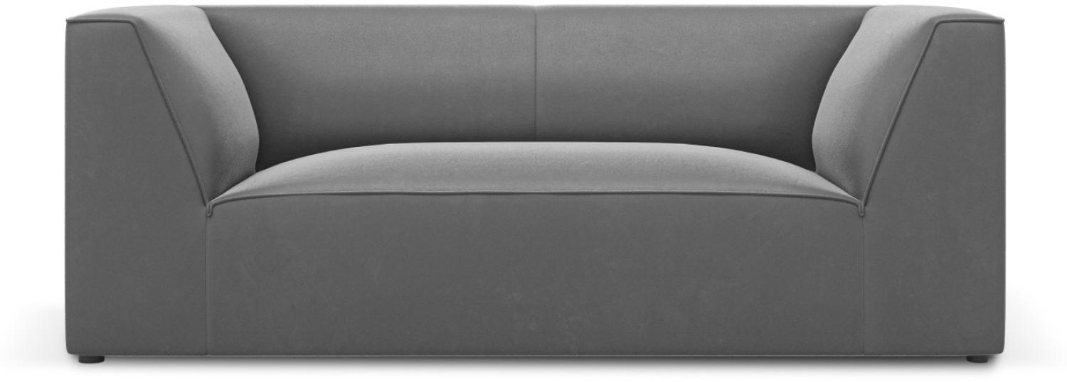 Micadoni 2-Sitzer Samtstoff Sofa Ruby | Bezug Grey | Beinfarbe Black Plastic Bild 1