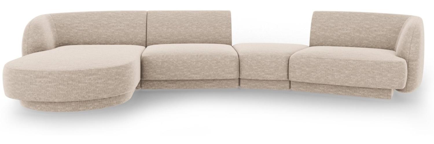 Micadoni Modulares Sofa Miley mit Recamiere 4-Sitzer Links Chenille Beige Bild 1