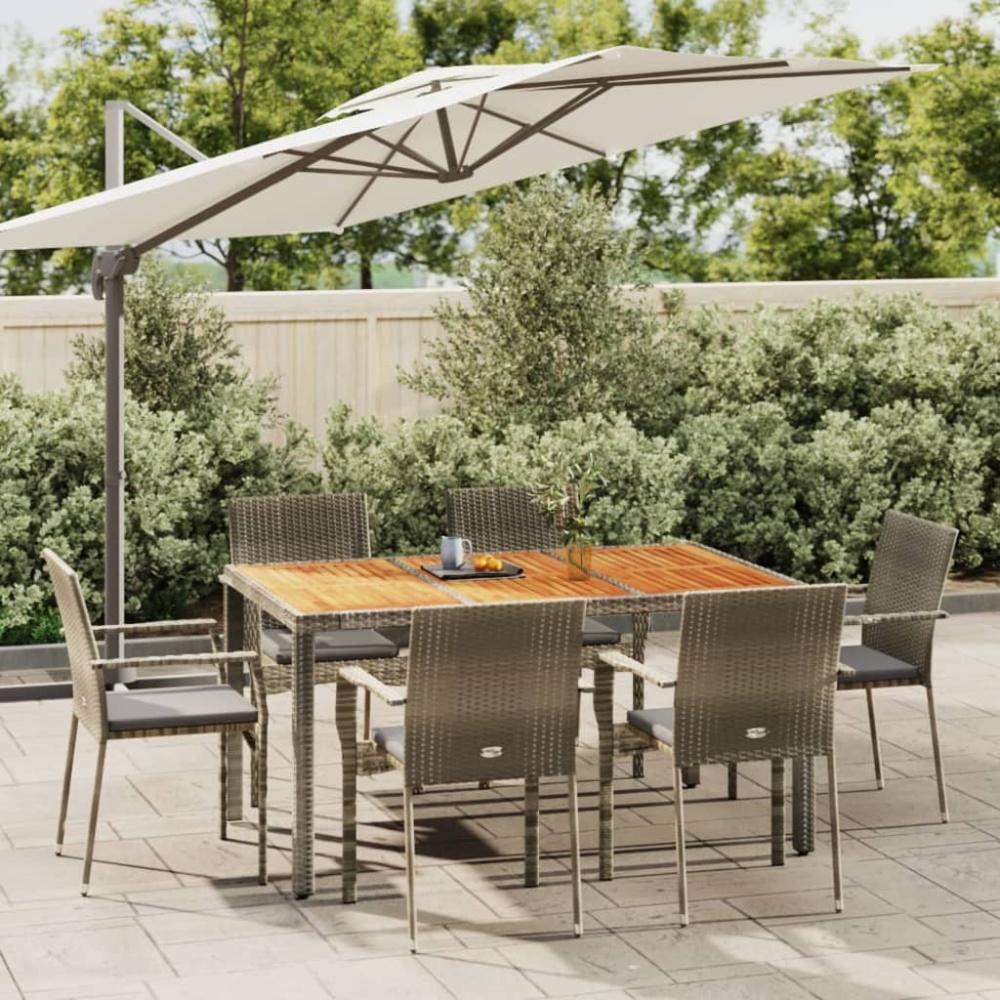 vidaXL 7-tlg. Garten-Essgruppe mit Kissen Grau Poly Rattan Bild 1