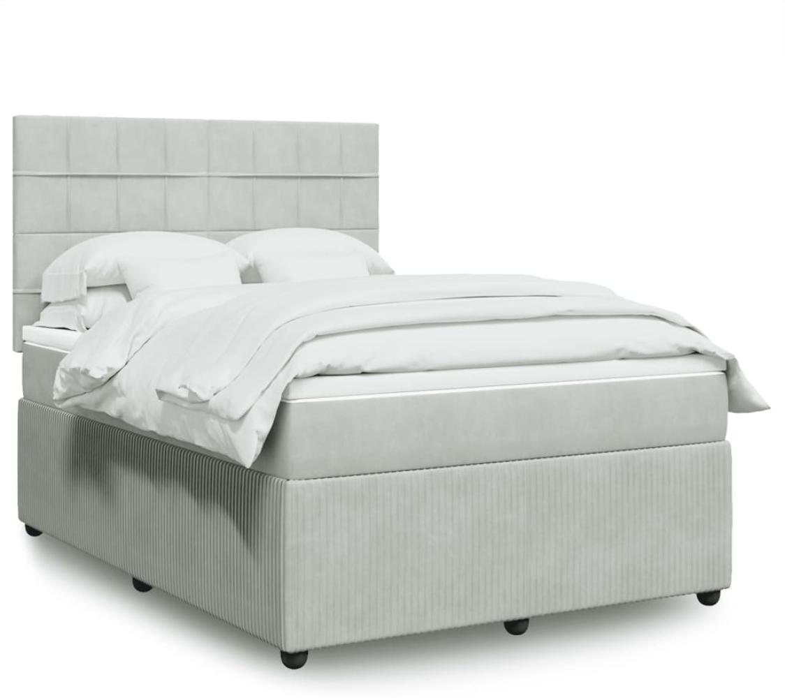 vidaXL Boxspringbett mit Matratze Hellgrau 140x190 cm Samt 3294634 Bild 1