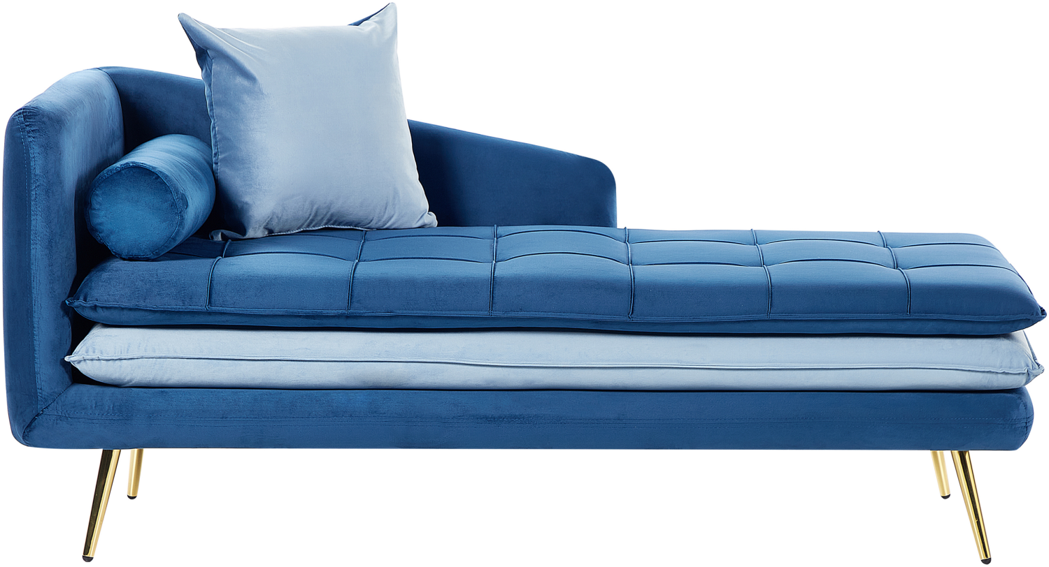 Chaiselongue Samtstoff blau linksseitig GONESSE Bild 1