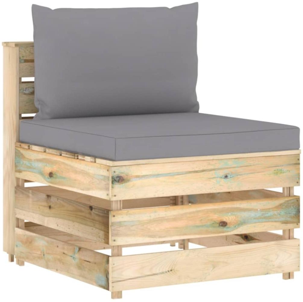 vidaXL Modulares Mittelsofa mit Kissen Grün Imprägniertes Holz 3074508 Bild 1