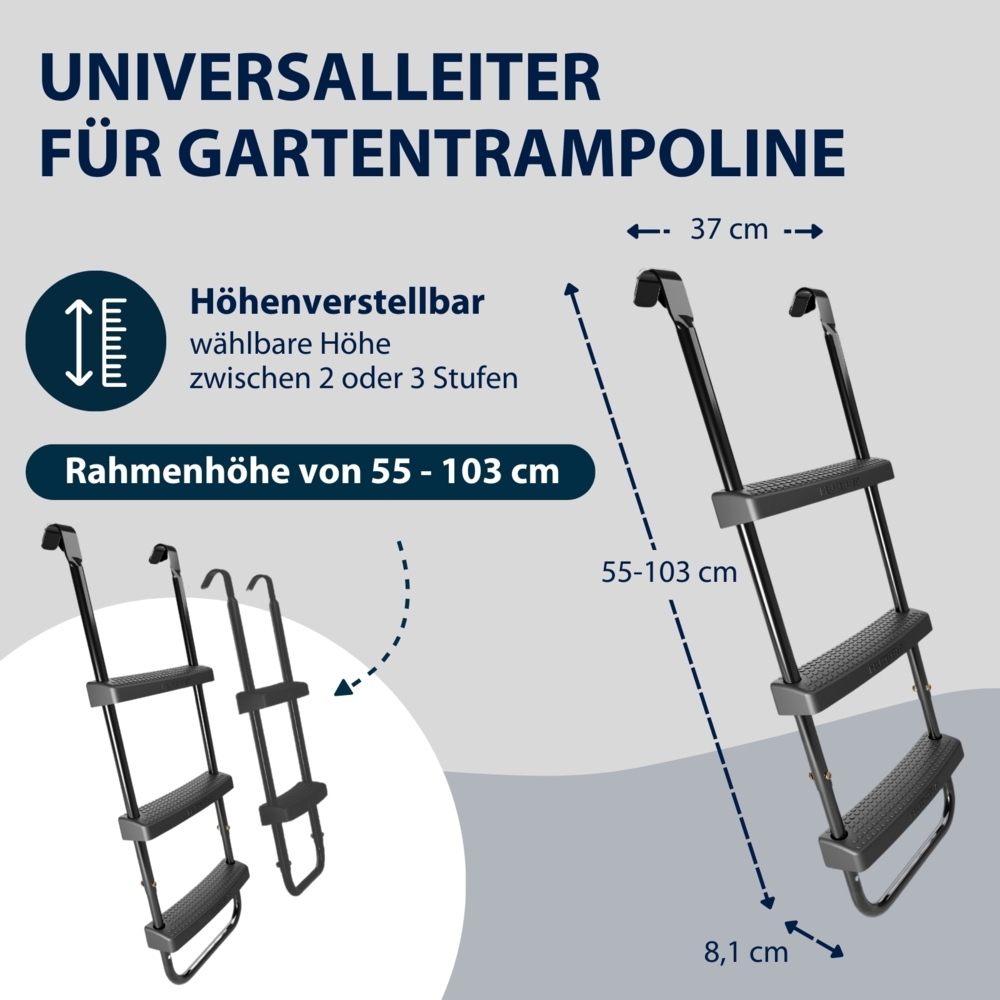 Höhenverstellbare Trampolinleiter, von 55 bis 103 cm Bild 1