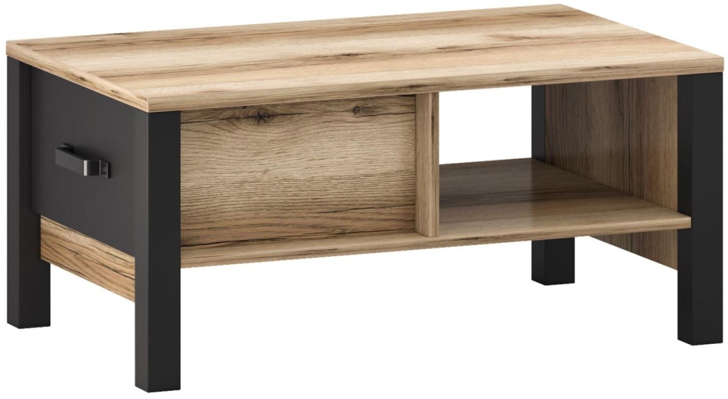 Couchtisch Wohnzimmertisch Derby 90x56x42cm Eiche Delano hell schwarz Bild 1