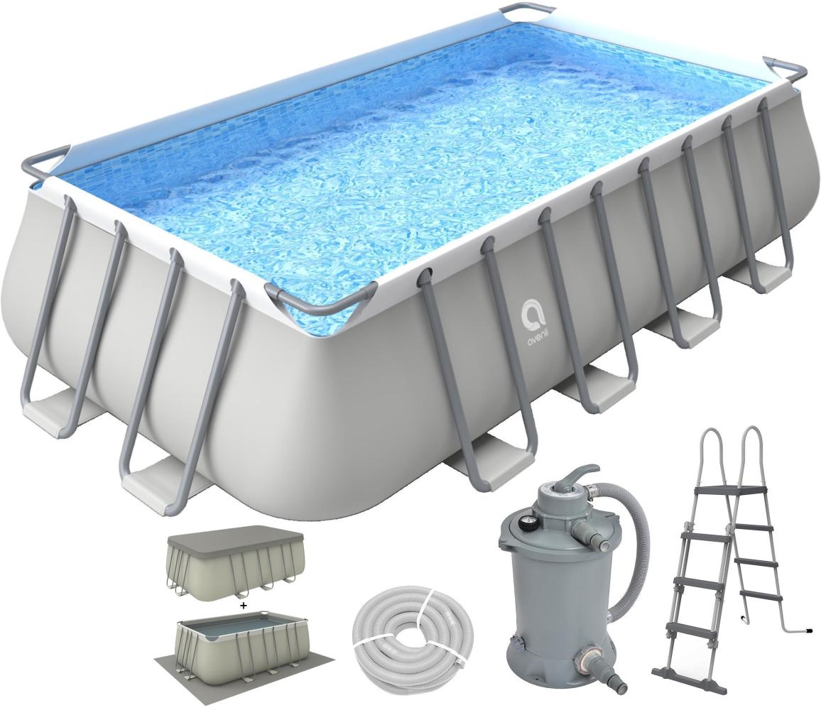 Avenli Frame Plus Rectangular Pool Komplettset 549 x 305 x 122 cm, Aufstellpool, rechteckig, mit Sandfilter, grau Bild 1