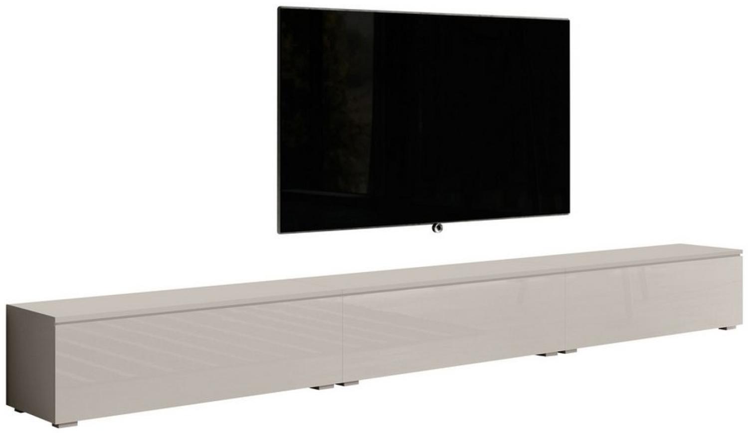 Furnix TV-Schrank TV-Kommode Tatia 300 cm (3x100cm) mit/ohne LED-Beleuchtung Beige 6 Fächer, 3x 100x34x32 cm, Länge gesamt 300 cm Bild 1