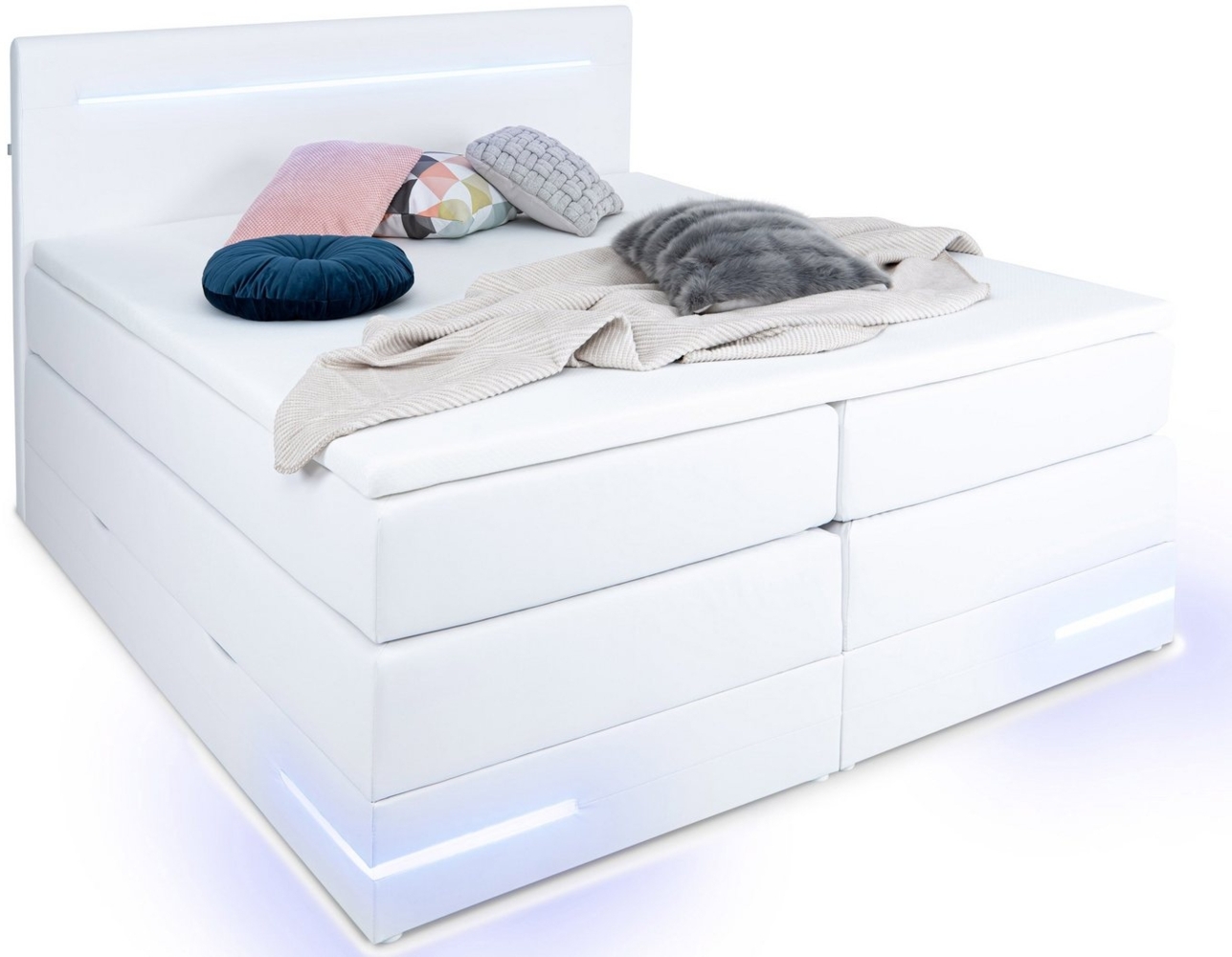 wonello Boxspringbett Daytona, mit LED Beleuchtung und Topper, wahlweise mit Bettkasten Bild 1