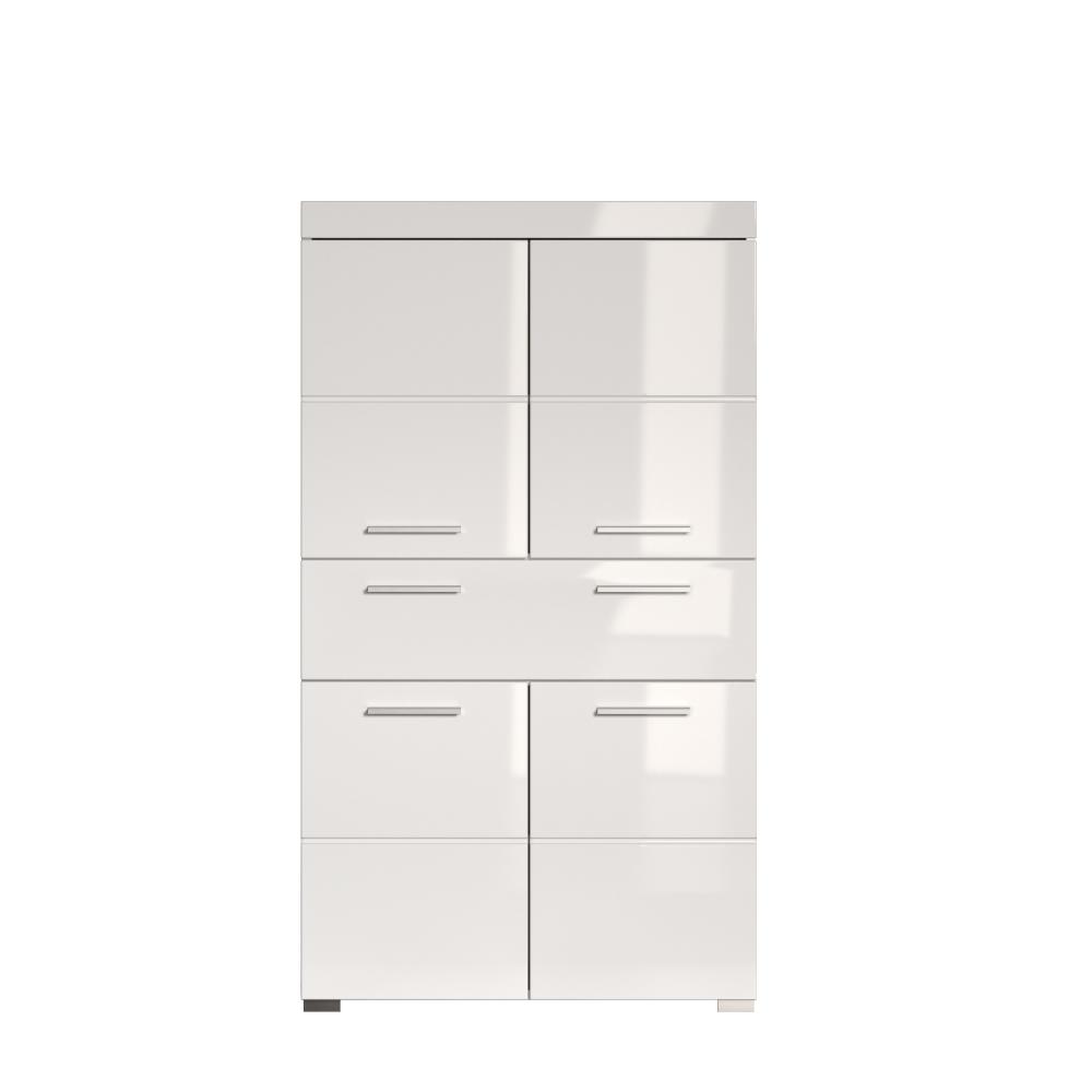 Trendteam 'Amanda' Midischrank, Holz, 132 x 31 x 73 cm, Weiß / Weiß Hochglanz Bild 1