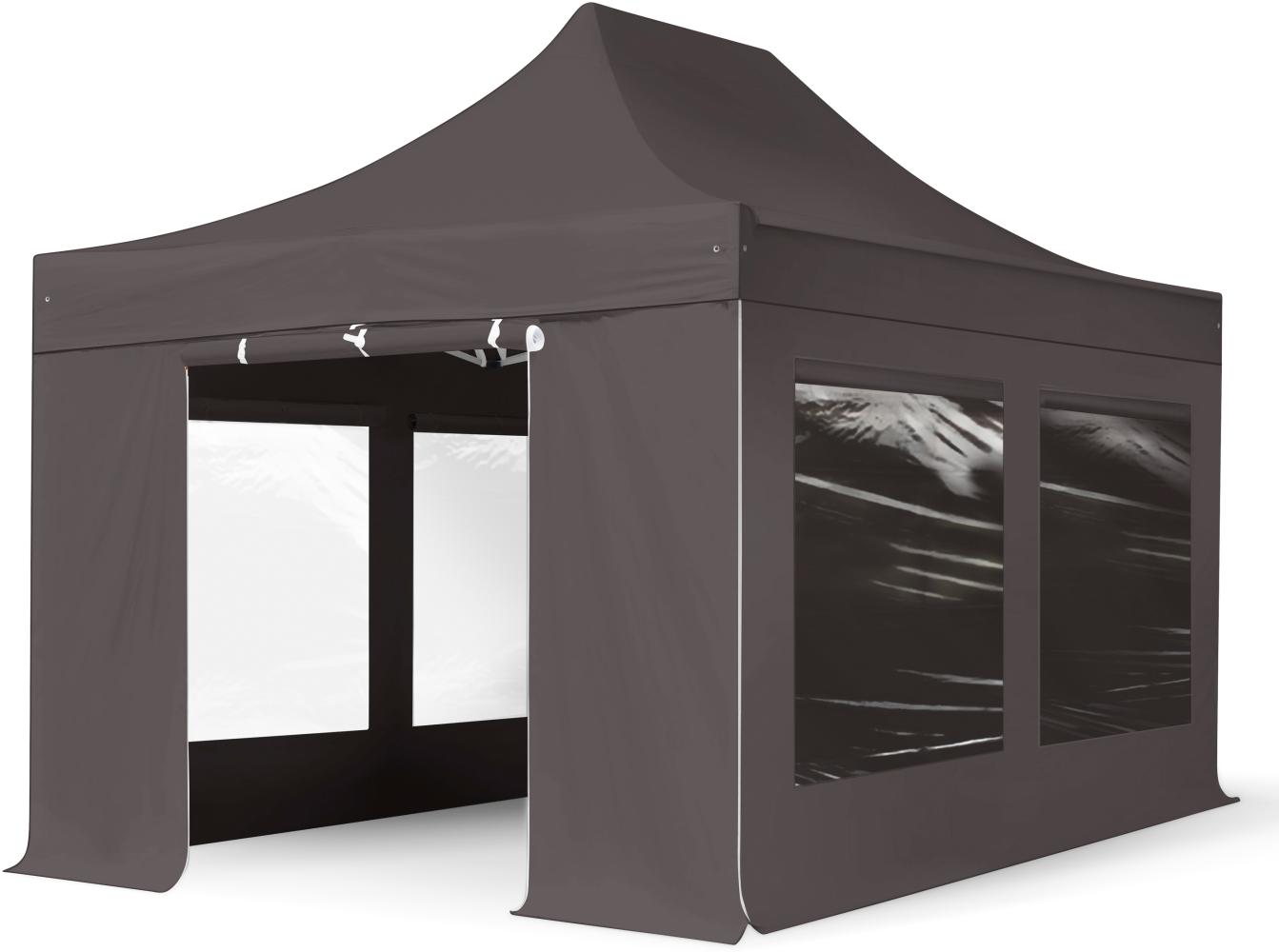 3x4,5 m Faltpavillon PROFESSIONAL Alu 40mm, Seitenteile mit Panoramafenstern, dunkelgrau Bild 1