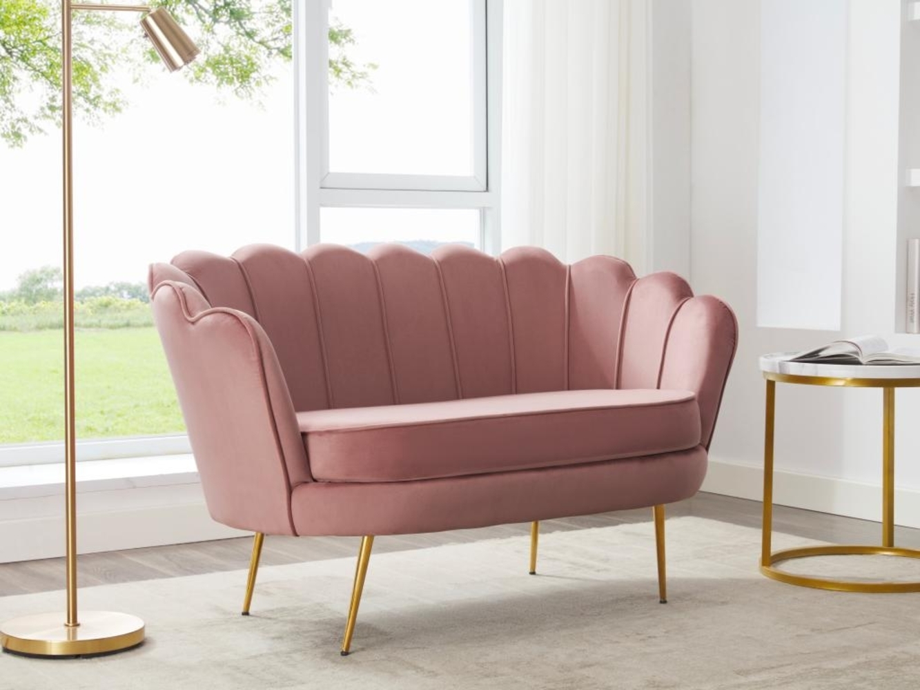 Vente-unique - Muschelsofa 2-Sitzer - Samt - Rosa - DANDELION von Pascal Morabito Bild 1