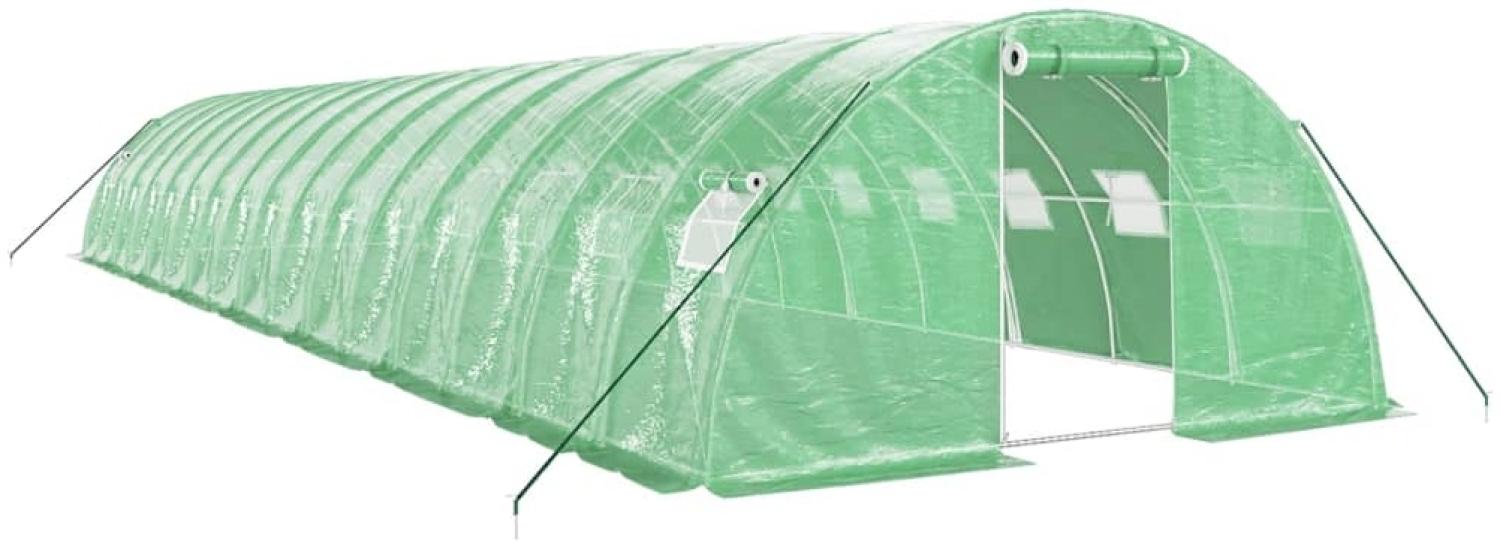 vidaXL Gewächshaus mit Stahlrahmen Grün 64 m² 16x4x2 m 3188067 Bild 1