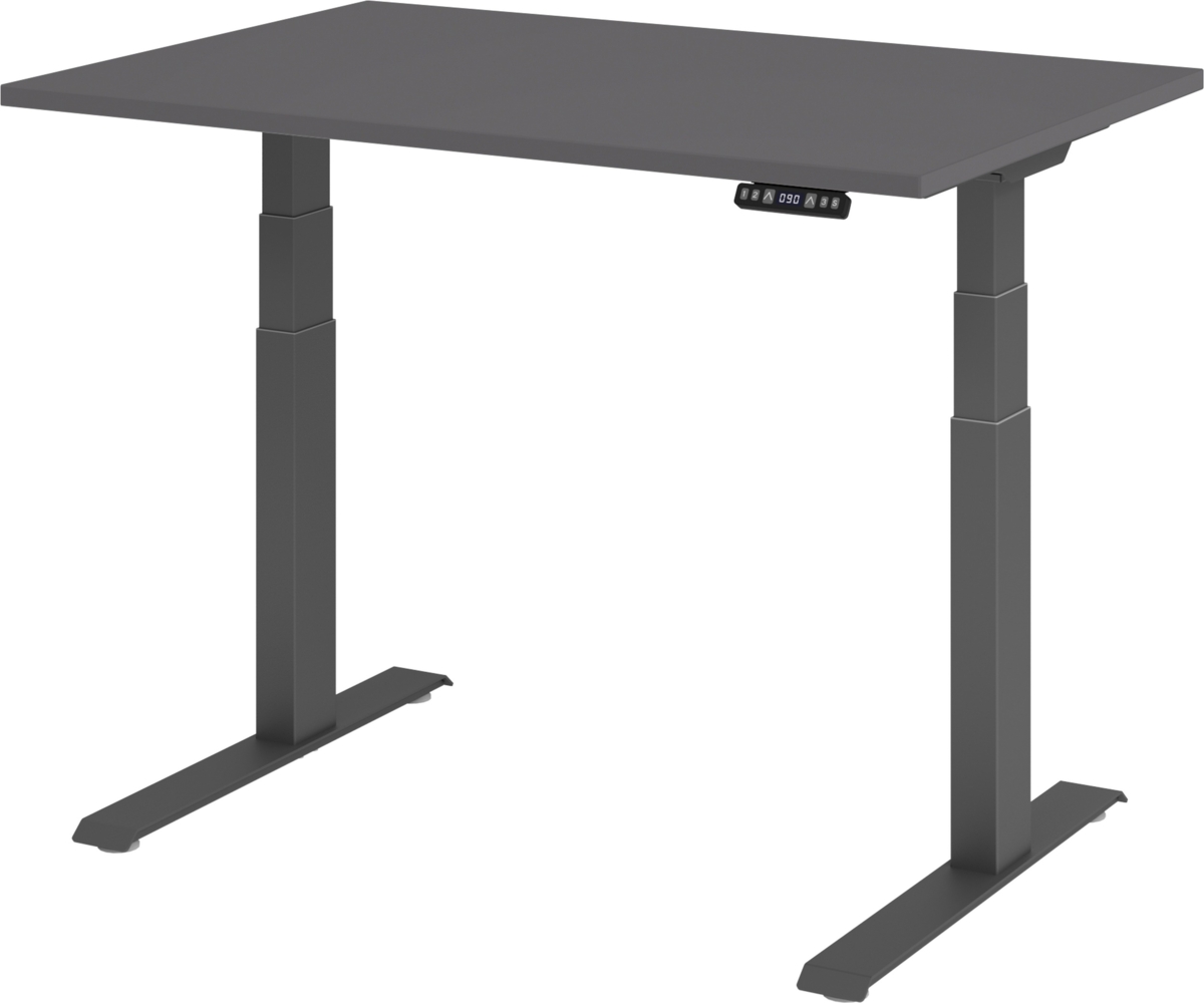 bümö elektrisch höhenverstellbarer Schreibtisch 120x80 cm in graphit, Gestell graphit mit Memory-Steuerung, elektrischer Bürotisch höhenverstellbar Gaming Tisch, XDKB12-G-G Bild 1