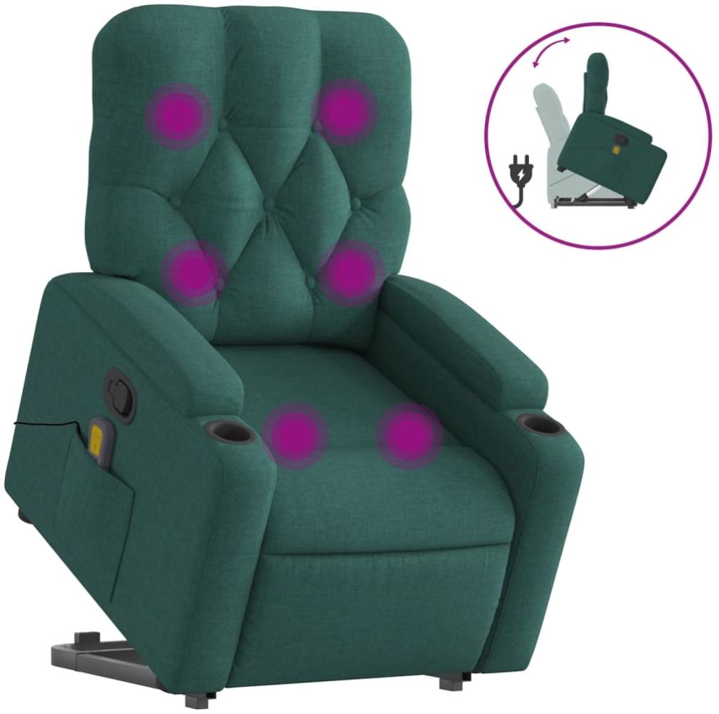 vidaXL Massagesessel mit Aufstehhilfe Dunkelgrün Stoff 3204728 Bild 1