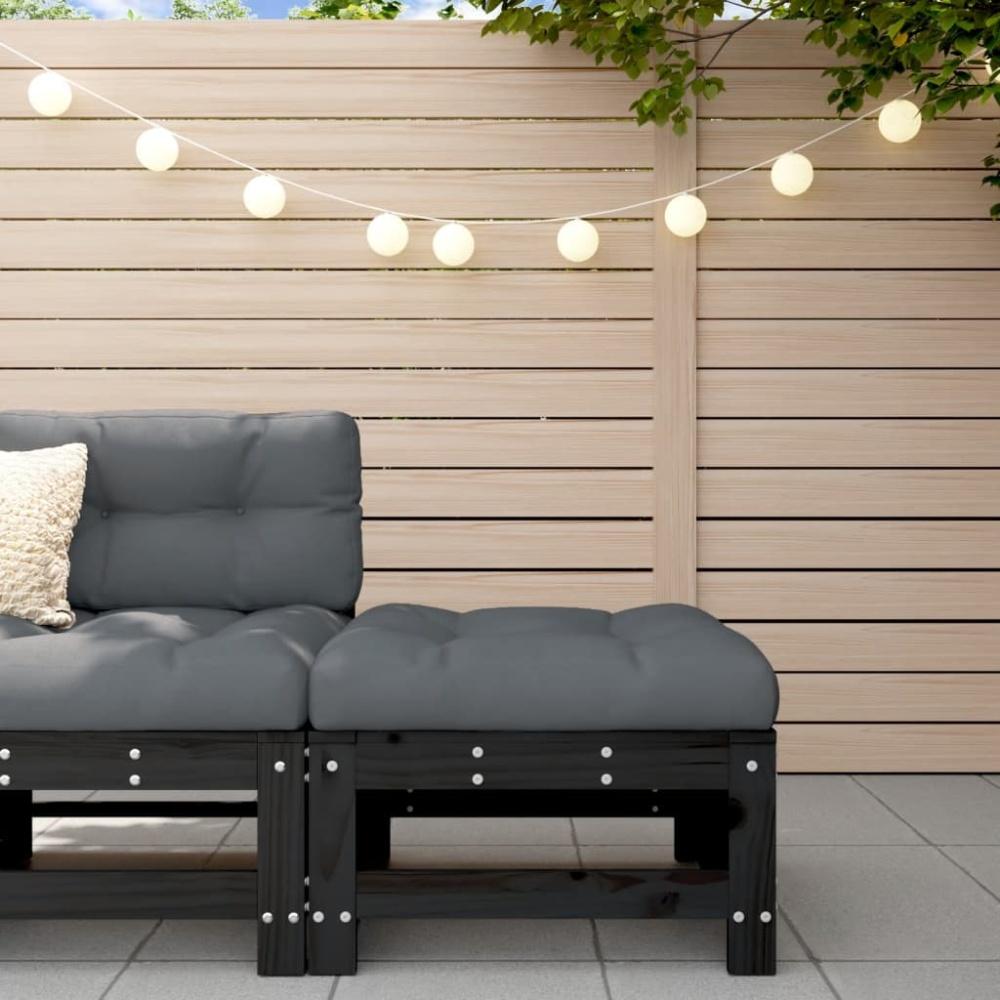 vidaXL Gartenhocker mit Kissen Schwarz Massivholz Kiefer Bild 1