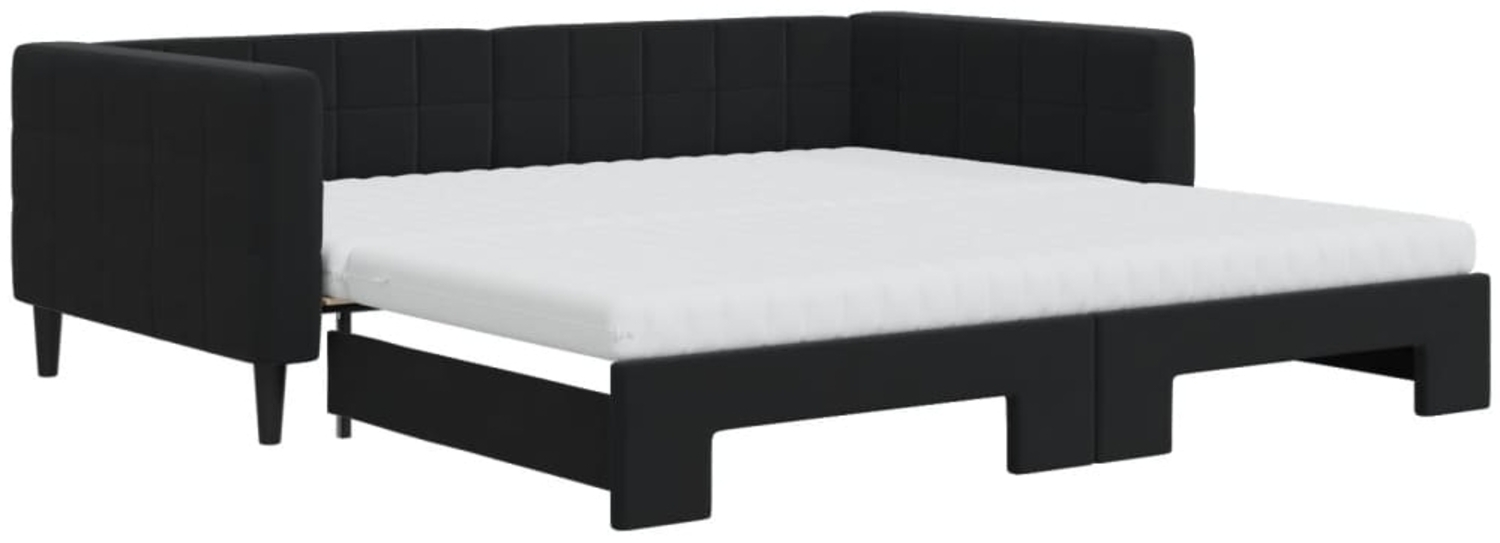 vidaXL Tagesbett Ausziehbar mit Matratzen Schwarz 100x200 cm Samt 3196726 Bild 1