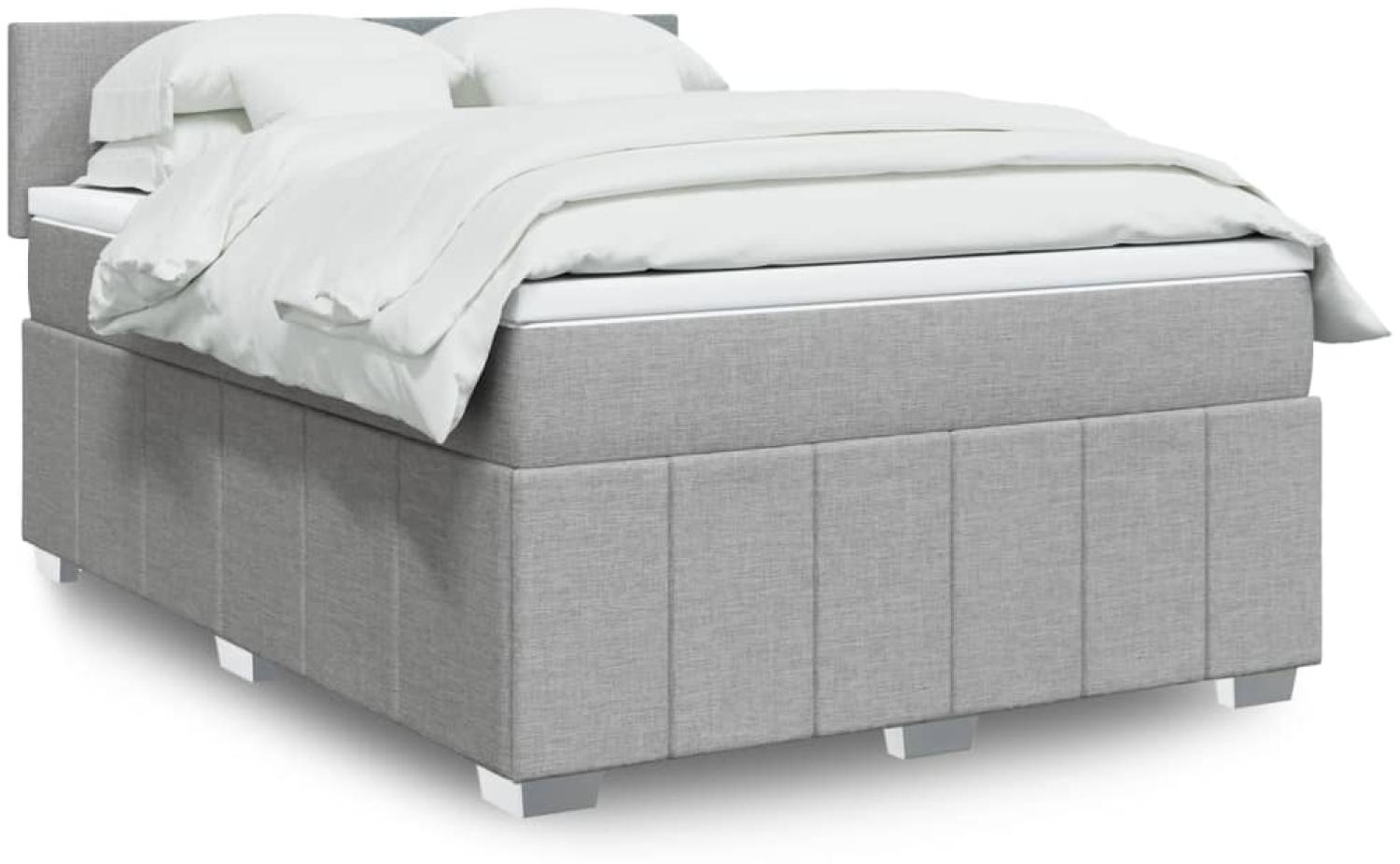 vidaXL Boxspringbett mit Matratze Hellgrau 140x190 cm Stoff 3289356 Bild 1