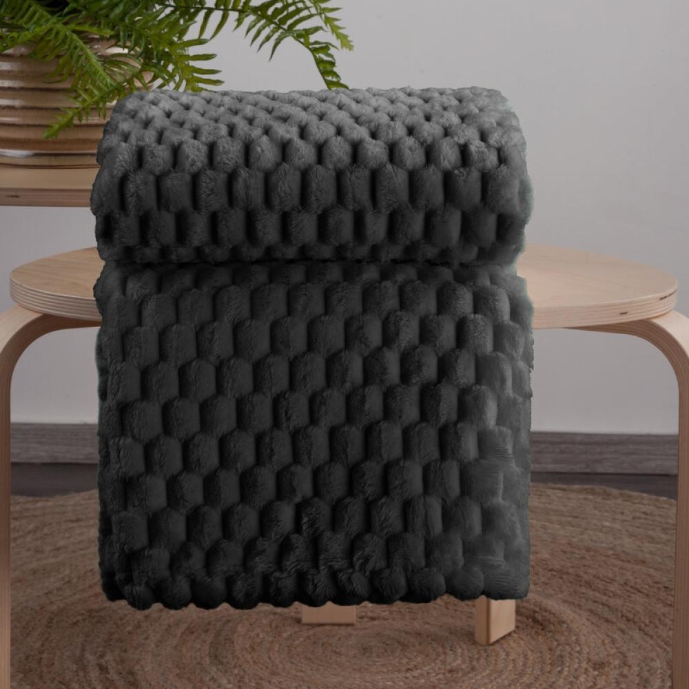 Wohndecke Kuscheldecke Decke MICROFASER Sofadecke Tagesdecke CINDY6 70x160 schwarz Bild 1