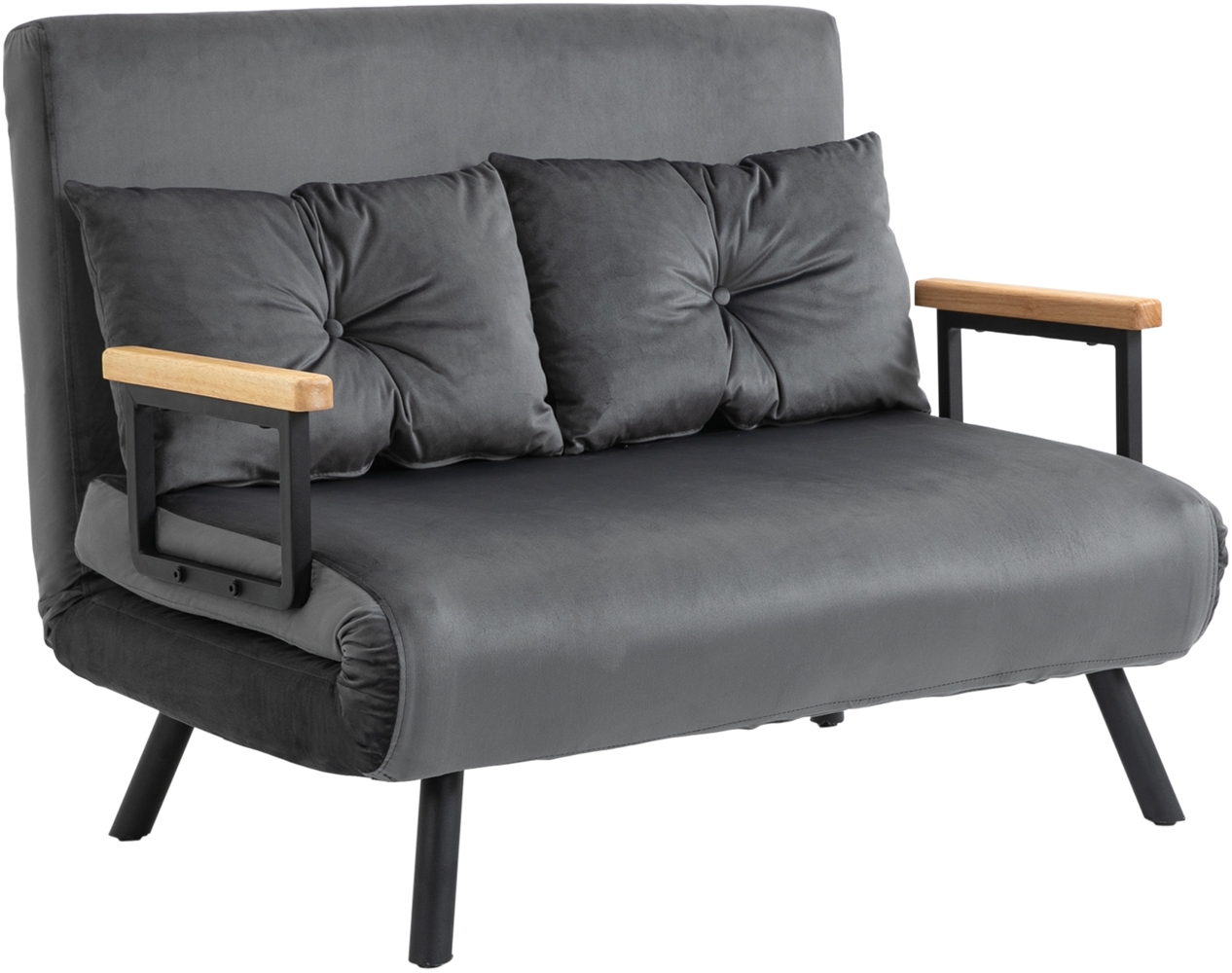 Schlafsofa mit Bettkasten, Couch mit Schlaffunktion, Schlafcouch mit Samtoptik, Rückenkissen, Dunkelgrau, 102 x 73 x 81 cm Bild 1
