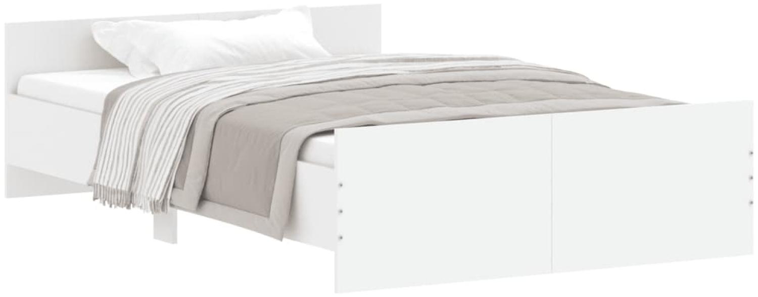 vidaXL Bettgestell mit Kopf- und Fußteil Weiß 120x190 cm 3203775 Bild 1