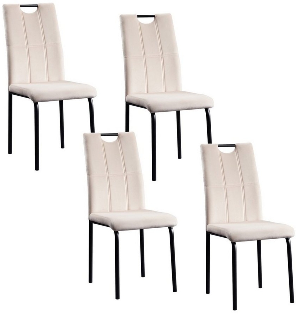 HTI-Living Polsterstuhl Esszimmerstuhl Denton Samt Creme 4er-Set (Set, 4 St), Polsterstuhl Velvet Bild 1