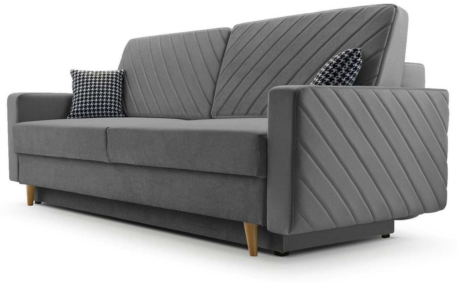 MOEBLO Schlafsofa CALIFORNIA, Sofa aus Samtstoff Couch für Wohnzimmer Sofagarnitur Polstersofa Wohnlandschaft Velours 230x96x97cm, mit Bettkasten und Schlaffunktion Bild 1