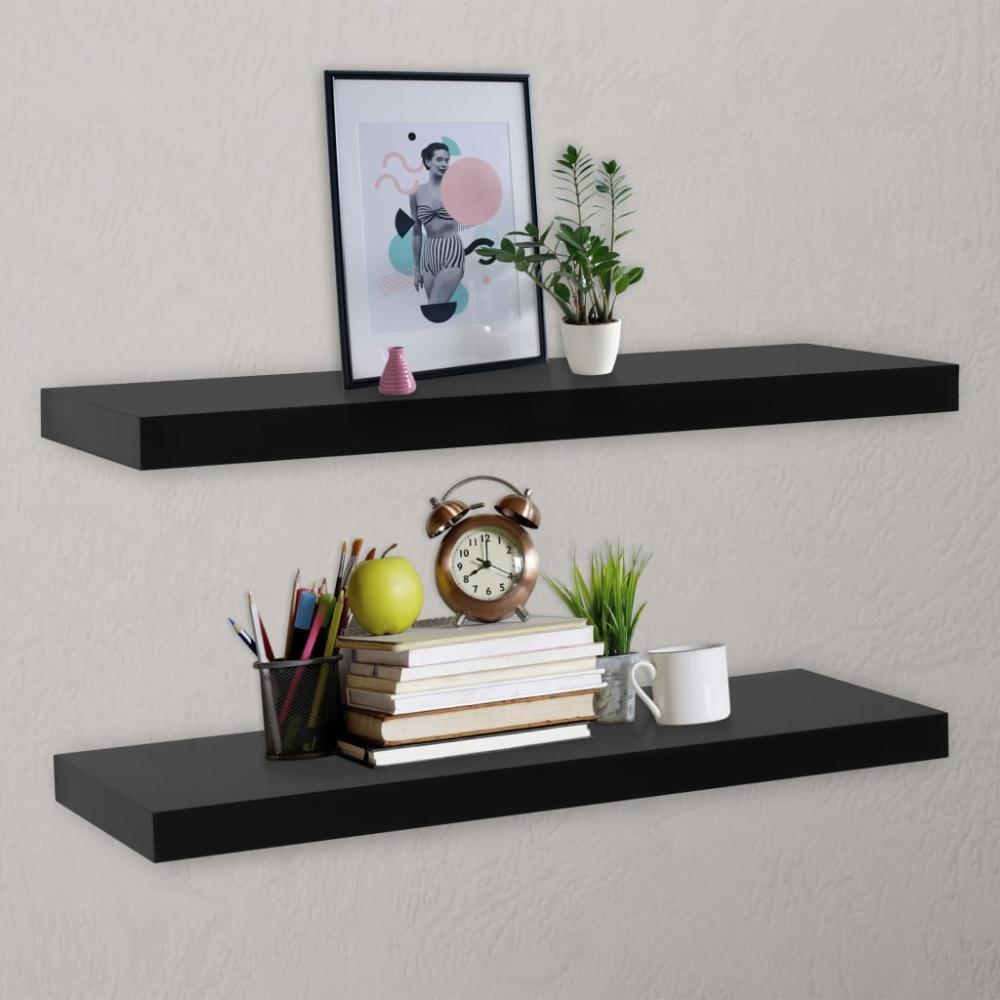 vidaXL Schweberegale 2 Stk. Schwarz 120x20x3,8 cm 288204 Bild 1