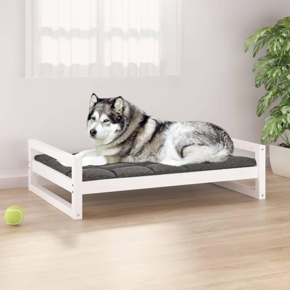 vidaXL Hundebett 105,5x75,5x28 cm Massivholz Kiefer, Weiß Bild 1