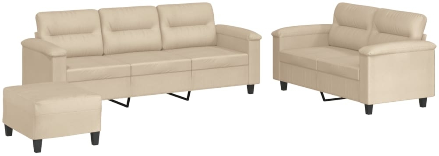 vidaXL 3-tlg. Sofagarnitur mit Kissen Creme Mikrofasergewebe 3202348 Bild 1
