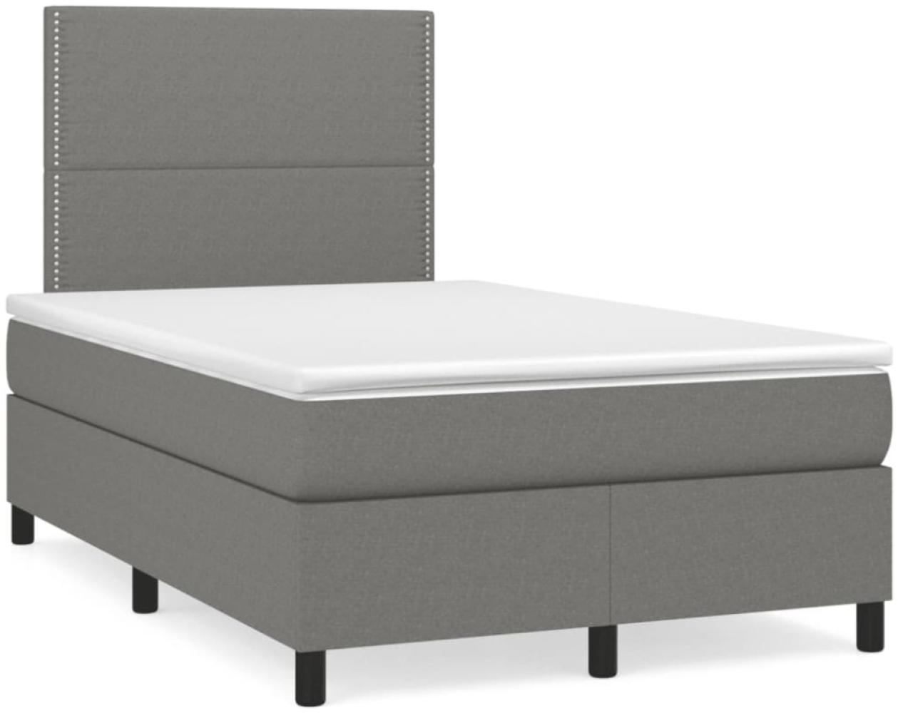 vidaXL Boxspringbett mit Matratze Dunkelgrau 120x190 cm Stoff 3269875 Bild 1