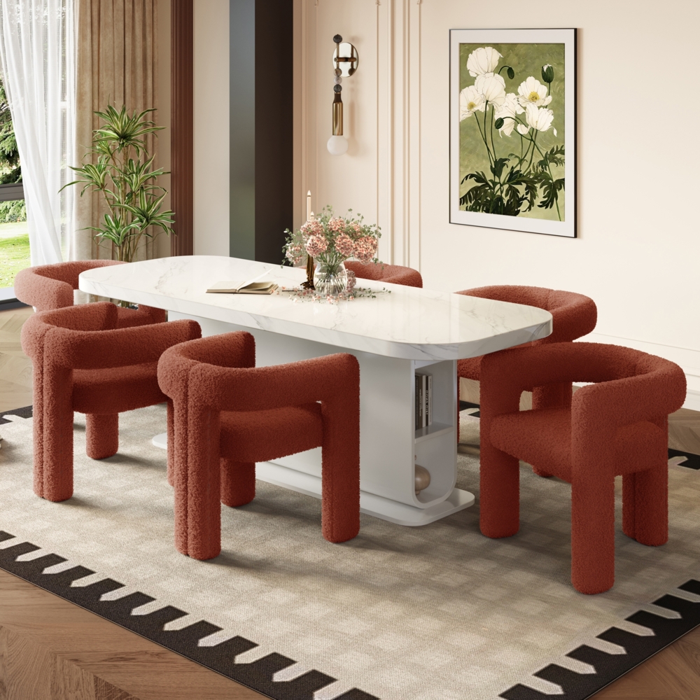 Teddy-Stuhl 62×55×68,5 cm mit ergonomischer Rückenlehne, gepolstertem Sitz & weichem Teddy-Flor-Bezug,Braun Bild 1