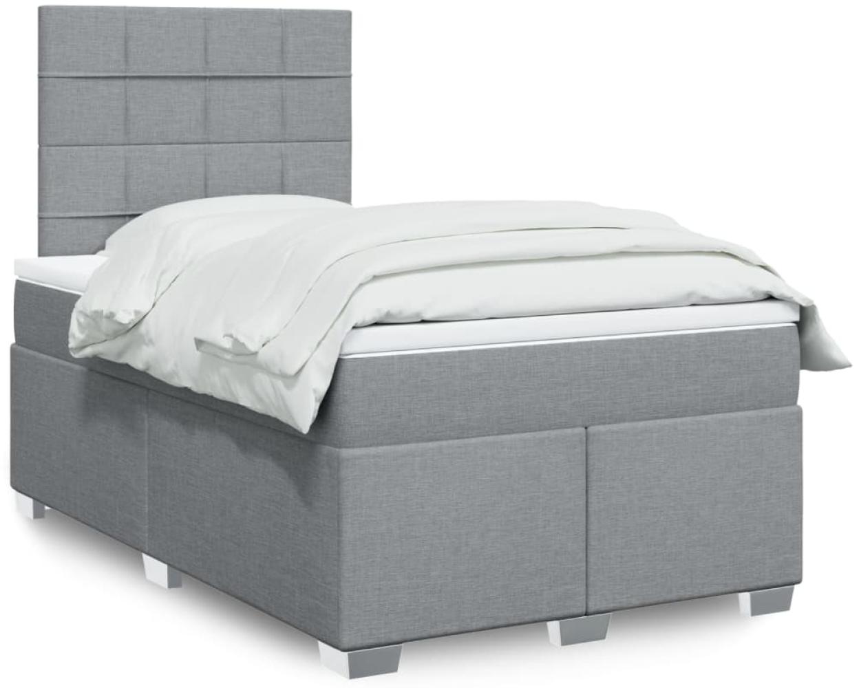 vidaXL Boxspringbett mit Matratze Hellgrau 120x200 cm Stoff 3292755 Bild 1