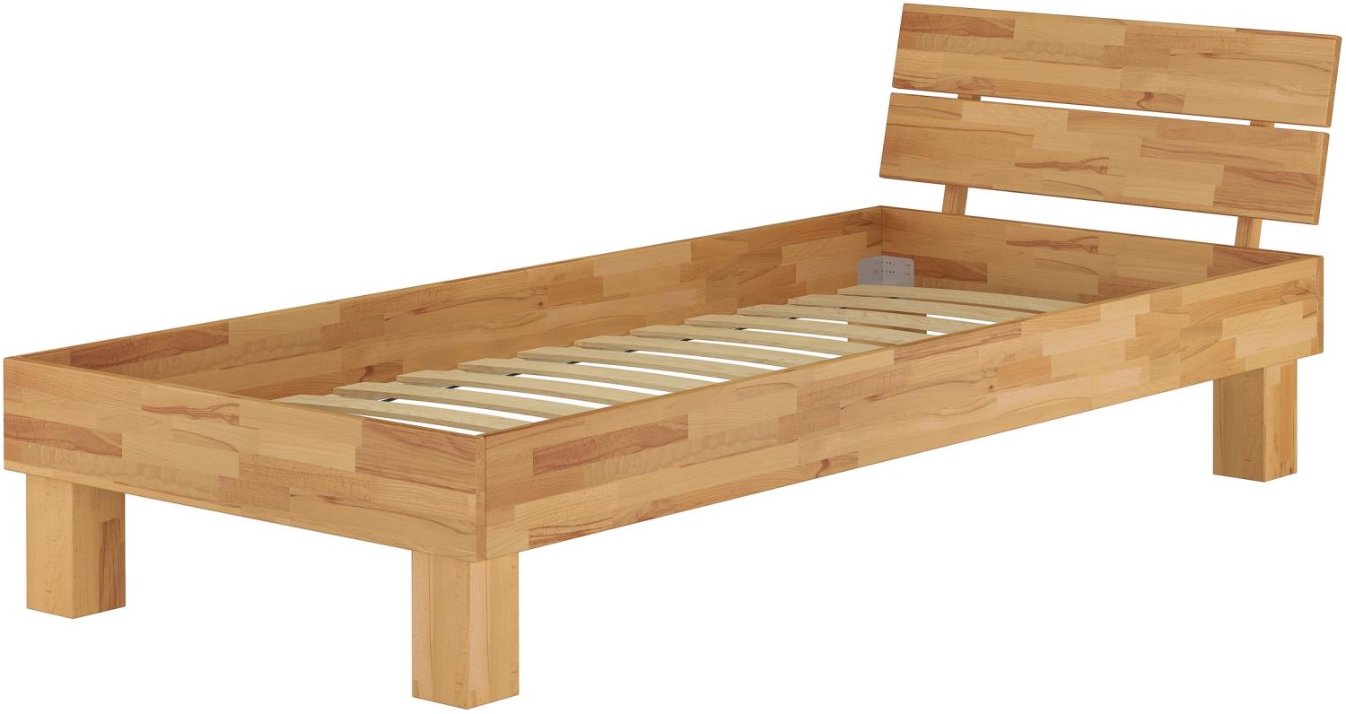 Erst-Holz Bett Überlänge Buche natur massiv 100x220 cm mit Rollrost 60. 80-10-220 Bild 1